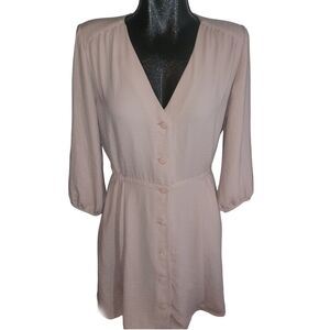 Black Tape Light Pink Button Up Dress M